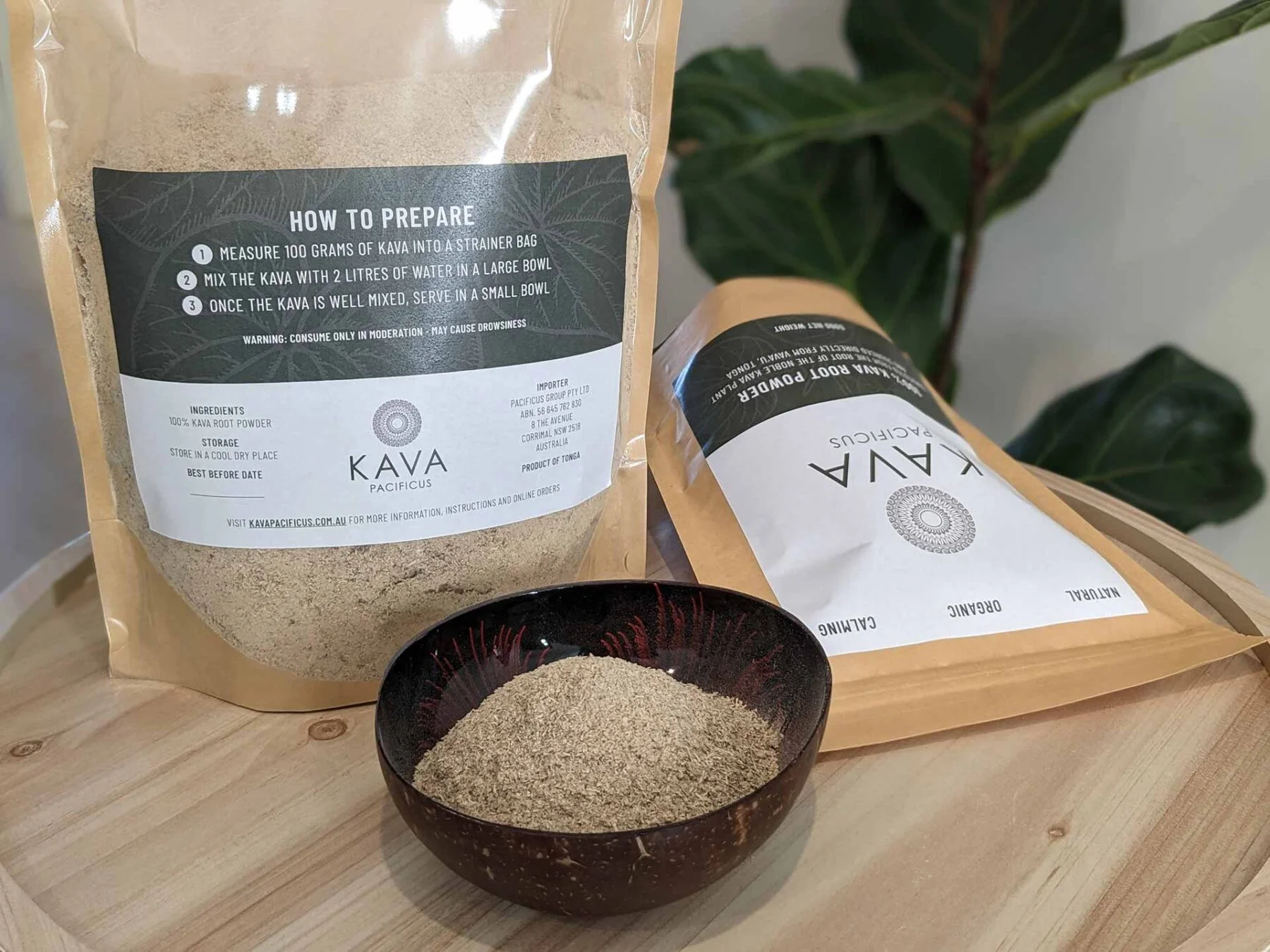 Kava Pacificus 100% Kava Root Powder Bags with Kava Bowl